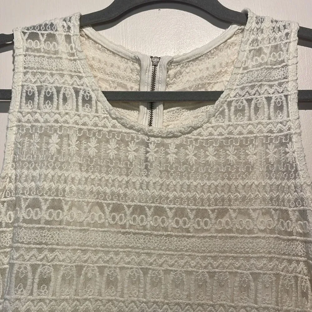 MNG Casual by Mango- “Brenda” Cream Crochet Embroidered & Lace Dress- Size XS
